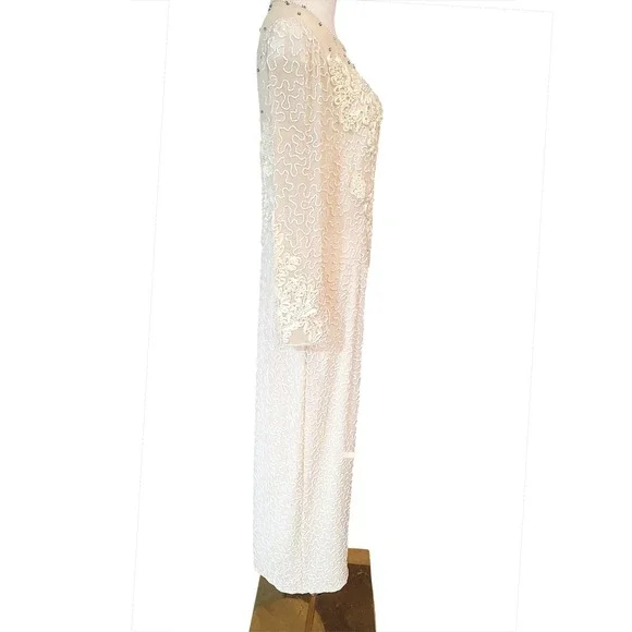 Vintage Alyce Designs Beaded Embellished Gown Long‎ Sleeve Formal Dress